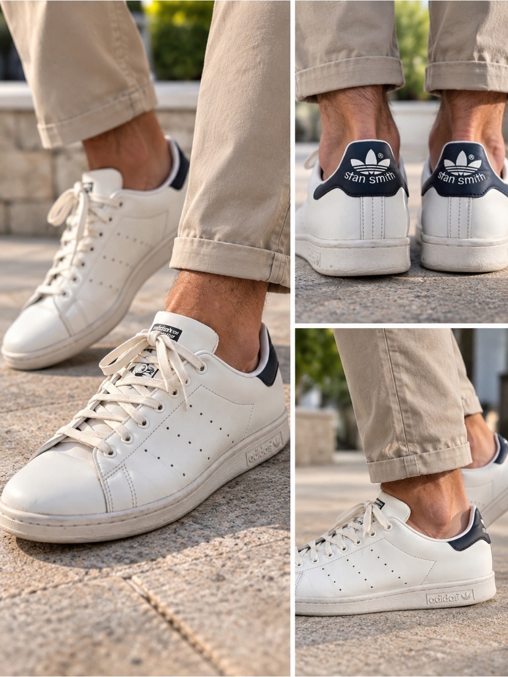 Adidas Stan Smith White Leather Sneakers Black Heel Tab Classic Tennis Shoes 9.5
